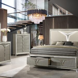 SAMANTHA KING 5 PC BEDROOM SET IN OLIVE SILVER