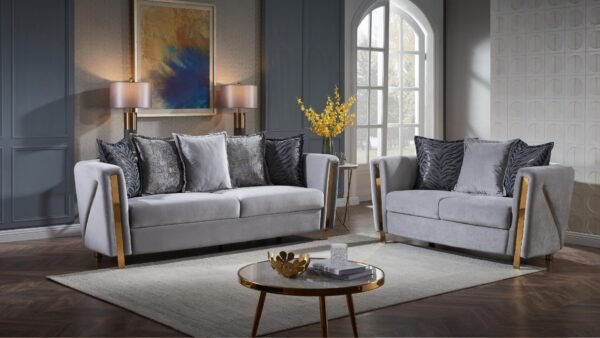 CHANELLE 2 PC LIVING ROOM SET IN GRAY