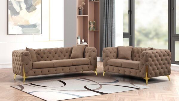 CONTEMPO 2 PC LIVING ROOM SET IN BROWN