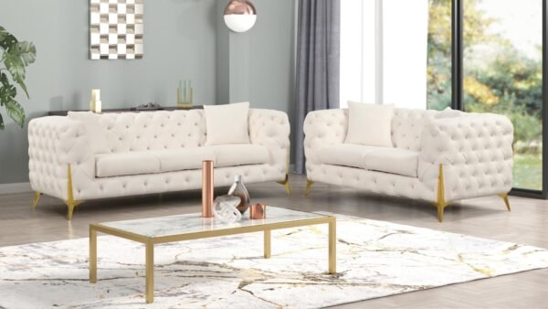CONTEMPO 2 PC LIVING ROOM SET IN CREAM