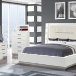 COCO KING 5 PC VANITY BEDROOM SET IN MILKY WHITE