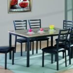 Marble-Top 6-Seater Dining Room Set with Ladder-Back Chairs