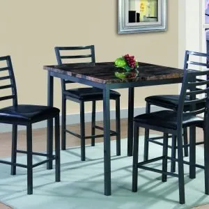 Dark Marble-Top Pub-Height Dining Table