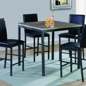 Light Marble-Top Pub-Height Dining Room Set with Cushioned Chairs