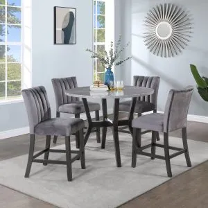 Gray COUNTER TABLE & 4 CHAIRS