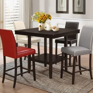 Counter Table & 4 Multi-Color PU Chairs