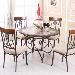 TABLE & 4 CHAIRS - Glass Top with Metal Frame