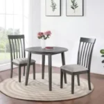 TABLE & 2 CHAIRS - Gray Dropleaf Dining Set