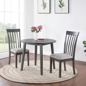 TABLE & 2 CHAIRS - Gray Dropleaf Dining Set