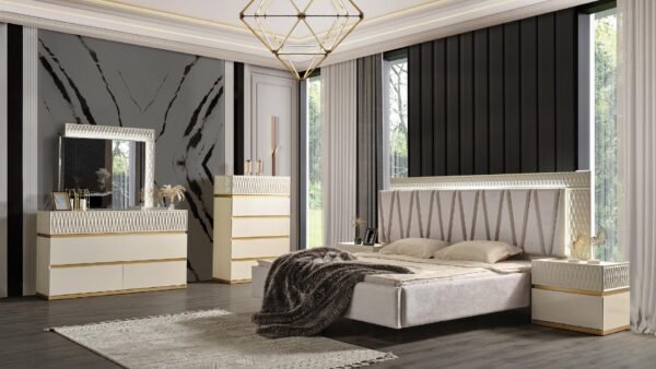 DELFANO KING 5 PC BEDROOM SET IN WHITE