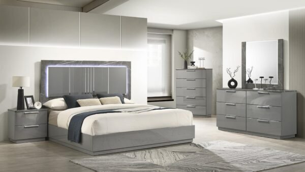 ELARA KING 5 PC BEDROOM SET IN GRAY