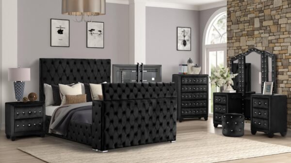 ENCORE KING 5PC VANITY BEDROOM SET IN BLACK