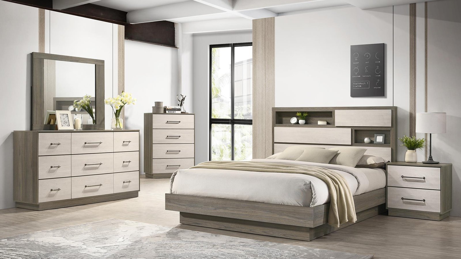 GEM KING 5 PC BEDROOM SET IN GRAY