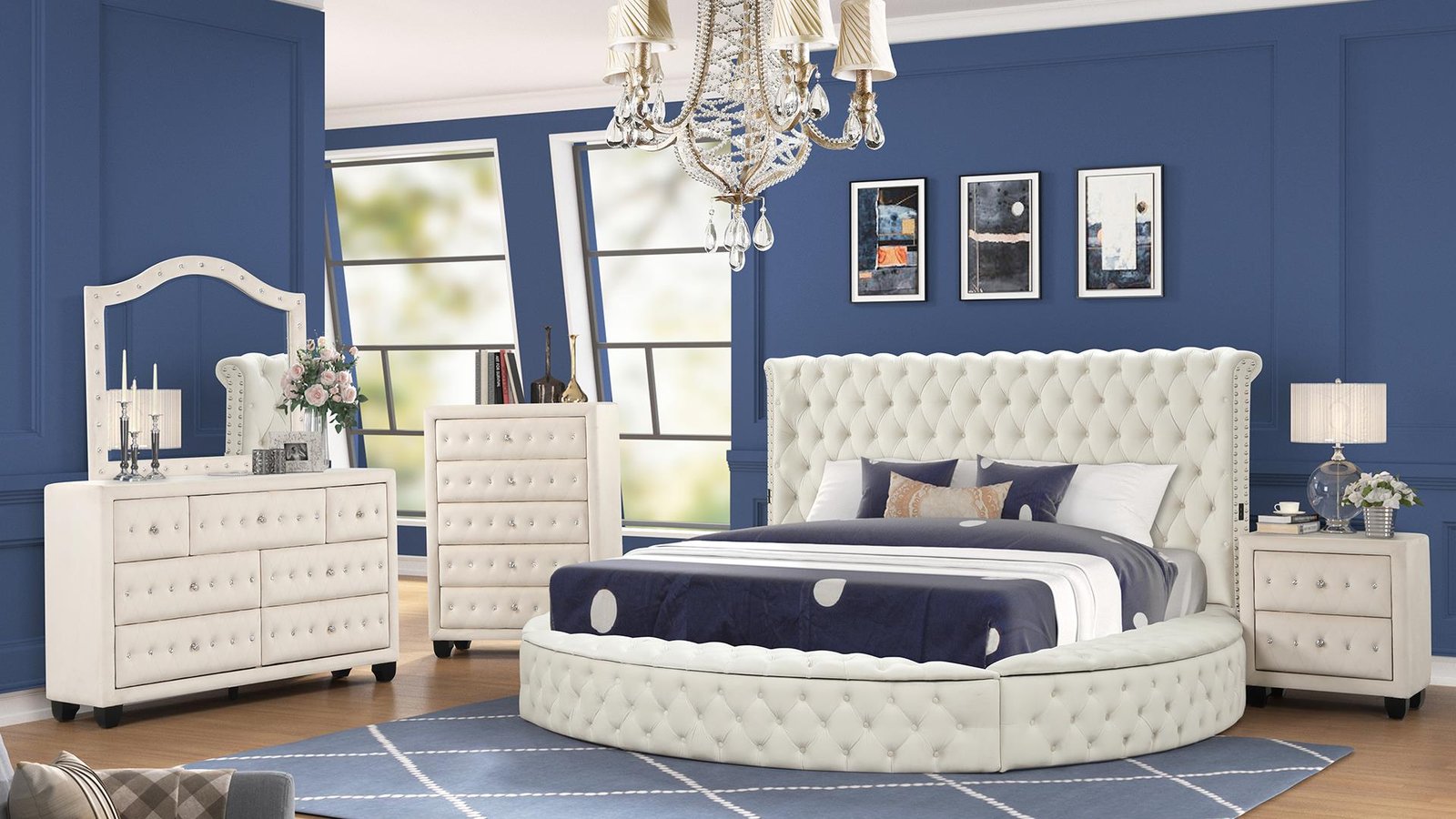 HAZEL KING 5 PC BEDROOM SET IN CREAM
