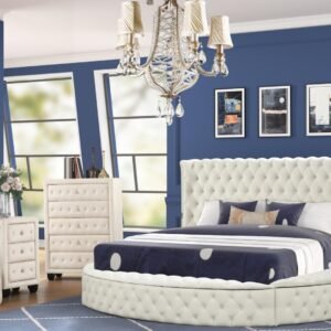 HAZEL KING 5 PC VANITY BEDROOM SET IN CREAM