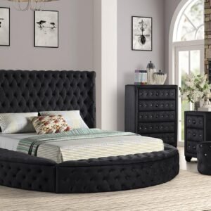 HAZEL KING 5 PC VANITY BEDROOM SET IN BLACK