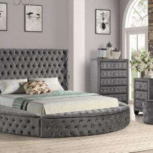 HAZEL KING 5 PC VANITY BEDROOM SET IN GRAY