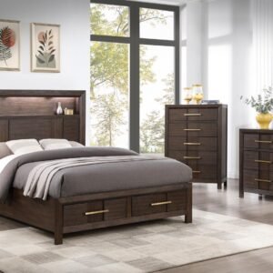 KENZO KING 5 PC BEDROOM SET IN WALNUT