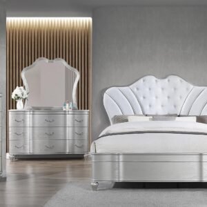 LANDMARK KING 5 PC BEDROOM SET IN SILVER