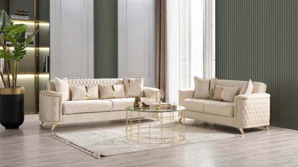 LUNA 2 PC LIVING ROOM SET IN IVORY