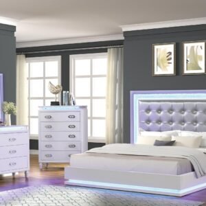 PASSION KING 5 PC BEDROOM SET IN MILKY WHITE