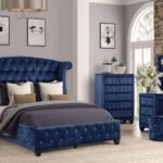 SOPHIA KING 5 PC VANITY BEDROOM SET IN NAVY