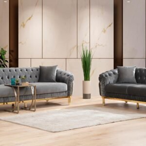 VANESSA 2 PC LIVING ROOM SET IN GRAY - C