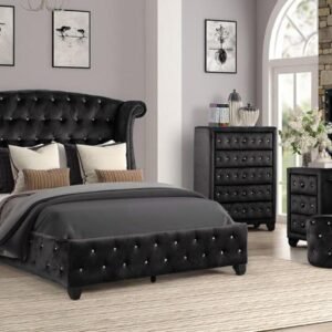 SOPHIA KING 5 PC VANITY BEDROOM SET IN BLACK