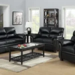 Black Leather Living Room Set