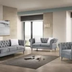Elegant Gray Velvet Living Room Set