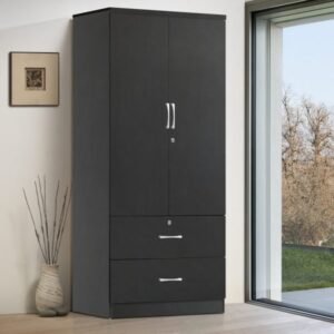 ONYX BLACK DOUBLE DRAWER WARDROBE