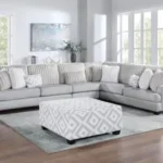 Elegant L-Shaped Light Gray Sectional Sofa