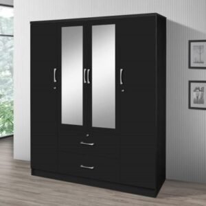 ONYX BLACK GRAND MIRROR WARDROBE