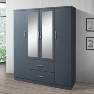 URBAN GREY MIRRORED STORAGE WARDROBE
