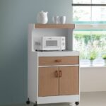 NATURAL WOOD FINISH MICROWAVE CART
