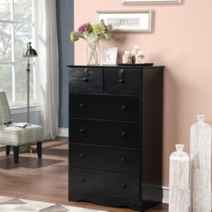 SLEEK BLACK 6-DRAWER BEDROOM CHEST