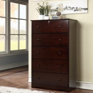 ESPRESSO TOWER 5-DRAWER LOCKING CHEST