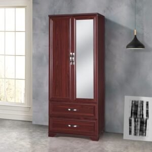RICH MAHOGANY 2-DOOR 2-DRAWER WARDROBE