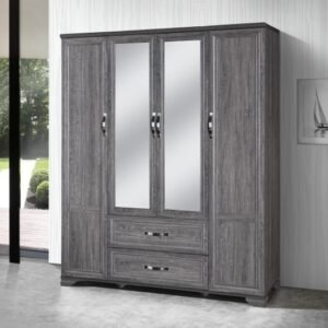STEEL GREY 4-DOOR 2-DRAWER WARDROBE