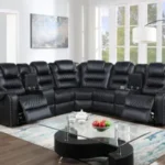 GRAND BLACK LEATHER 3PC SECTIONAL