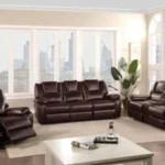 Premium Brown Leather Power Reclining Sofa Set