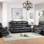 Black Console Reclining Sofa Set