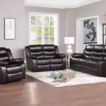 Brown Compact Reclining Sofa Set