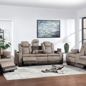 Taupe Power Reclining Sofa Set