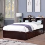 Espresso Wood Bookcase Bed Collection