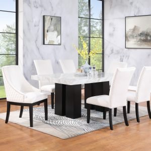 TABLE & 4 CHAIRS - A modern white dining