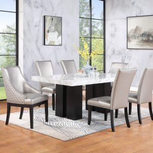 TABLE & 4 CHAIRS - A modern white dining