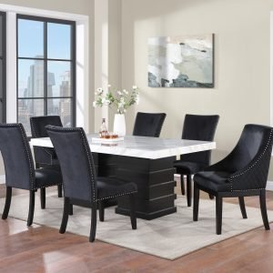 TABLE & 4 CHAIRS - A modern white dining