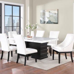 TABLE & 4 CHAIRS - A modern white dining