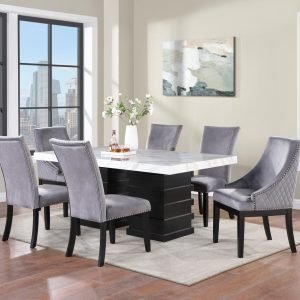TABLE & 4 CHAIRS - A modern white dining